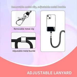 YAFIYGI 2Pack Patch Phone Crossbody Lanyard Universal Cell Phone with Adjustable Nylon Neck Strap,Nylon Wrist Straps, PVC Phone Patch with Metal Ring （White+Black）