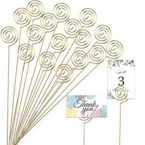 kimober 30pcs metal floral place card holder,13.4 inch golden round wire flower picks photo memo clips gift card holder for flower arrangements,wedding and birthday party