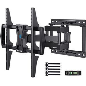 pipishell full motion tv wall mount for most 37-75 inch tvs up to 100 lbs, wall mount bracket with dual articulating arms, swivel, tilt, max vesa 600x400mm, tv mount fits 12”/16” wood studs, pilf6