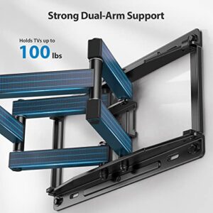 Pipishell Full Motion TV Wall Mount for Most 37-75 inch TVs up to 100 lbs, Wall Mount Bracket with Dual Articulating Arms, Swivel, Tilt, Max VESA 600x400mm, TV Mount Fits 12”/16” Wood Studs, PILF6