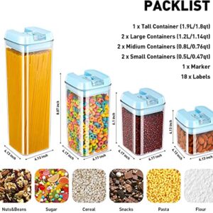 Airtight Food Storage Containers for Kitchen & Pantry Organization and Storage (7 Pack) - BPA Free Plastic Food Containers with Lock Lids - Sugar, Flour, Pasta & Cereal Canister with Labels & Marker