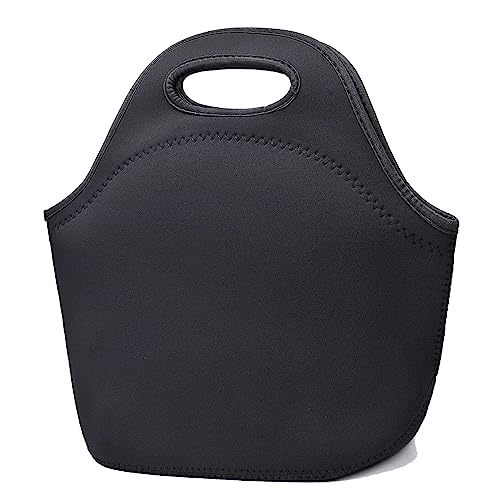 Eslazoer insulated neoprene cooler bags,reusable soft storage bag with zipper for outdoor activity,black lunch bag for adult