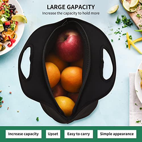 Eslazoer insulated neoprene cooler bags,reusable soft storage bag with zipper for outdoor activity,black lunch bag for adult