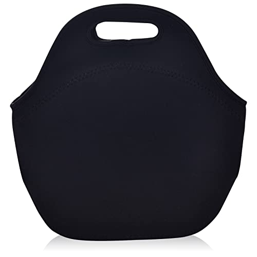 Eslazoer insulated neoprene cooler bags,reusable soft storage bag with zipper for outdoor activity,black lunch bag for adult