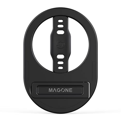 EWA The MagOne Plus Compatible with MagSafe Phone Grip Stand with Silicone Finger Strap, Removable Magnetic Holder Kickstand, Strong Magnets Stick to Metal, Only for iPhone 14, 13, 12 Pro/Max/Plus