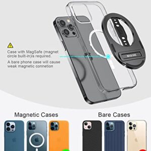 EWA The MagOne Plus Compatible with MagSafe Phone Grip Stand with Silicone Finger Strap, Removable Magnetic Holder Kickstand, Strong Magnets Stick to Metal, Only for iPhone 14, 13, 12 Pro/Max/Plus