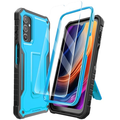 DUOPAL for Samsung Galaxy A14 5G Case, Military Grade Protection Shockproof Case with Tempered Glass HD Screen Protector and Kickstand Compatible with Galaxy A14 5G Phone 6.8 Inch (Blue)