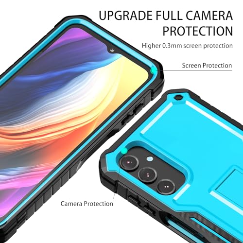 DUOPAL for Samsung Galaxy A14 5G Case, Military Grade Protection Shockproof Case with Tempered Glass HD Screen Protector and Kickstand Compatible with Galaxy A14 5G Phone 6.8 Inch (Blue)