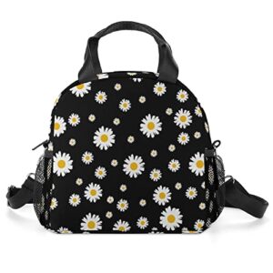vigkoir daisy lunch bag durable black gift lunch box large cooler container for women office work travel picnic