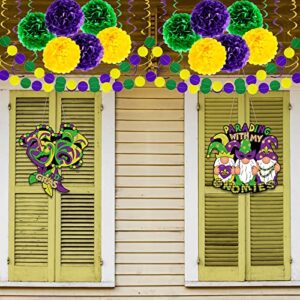 Tiamon 2 Pieces Mardi Gras Decorations Mardi Gras Door Hanger Wooden Masquerade Gnome Hanging Decor Carnival Party Decor Comedy Crying Face Door Signs for New Orleans Door Signs