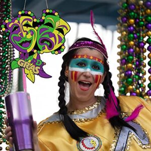 Tiamon 2 Pieces Mardi Gras Decorations Mardi Gras Door Hanger Wooden Masquerade Gnome Hanging Decor Carnival Party Decor Comedy Crying Face Door Signs for New Orleans Door Signs
