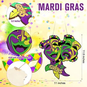 Tiamon 2 Pieces Mardi Gras Decorations Mardi Gras Door Hanger Wooden Masquerade Gnome Hanging Decor Carnival Party Decor Comedy Crying Face Door Signs for New Orleans Door Signs