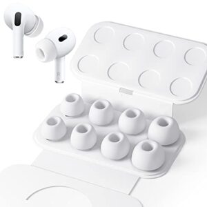 seltureone 4 pairs replacement ear tips for airpods pro/airpods pro 2 with noise reduction hole, non-slip soft silicone airpods pro replacement ear tips with portable storage box (xs/s/m/l)