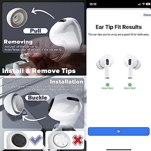 Seltureone 4 Pairs Replacement Ear Tips for Airpods Pro/Airpods Pro 2 with Noise Reduction Hole, Non-Slip Soft Silicone Airpods Pro Replacement Ear Tips with Portable Storage Box (XS/S/M/L)