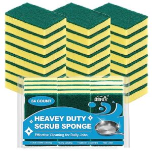 homexcel 24 count heavy duty scrub sponges kitchen,small dish sponges for kitchen,flexible household cleaning,3.5"x2.1"x0.9"