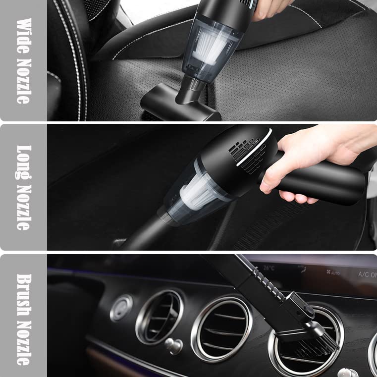 LoyaGour Car Mini Handheld Vacuum Cordless Rechargeable,Wet and Dry Small Wireless Hand Vacuum Cleaner,Portable Car Seat Interior Cleaner,120W High Power,12V(Black Wireless)