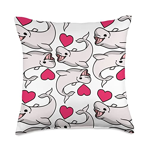 Beluga Whale Animal Gifts Whale Pattern Ocean Animal Lover Beluga Throw Pillow, 18x18, Multicolor