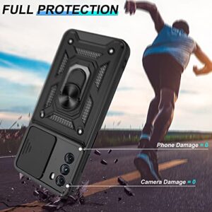 for Motorola G 5G 2022 Case[𝗡𝗼𝘁 𝗠𝗼𝘁𝗼 𝗚 𝗦𝘁𝘆𝗹𝘂𝘀 ], with HD Screen Protector,360° Ring Kickstand[Military Grade]Shockproof Protective,Black