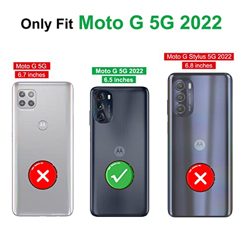 for Motorola G 5G 2022 Case[𝗡𝗼𝘁 𝗠𝗼𝘁𝗼 𝗚 𝗦𝘁𝘆𝗹𝘂𝘀 ], with HD Screen Protector,360° Ring Kickstand[Military Grade]Shockproof Protective,Black