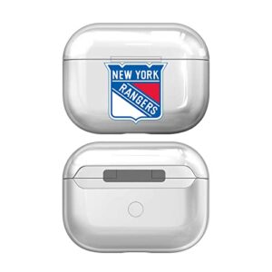 head case designs officially licensed nhl new york rangers team logo clear hard crystal cover compatible with apple airpods pro charging case