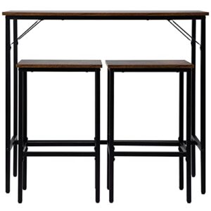 VEVOR 39" Bar Chairs Pub Table Set w/ 2 Stools, Brown