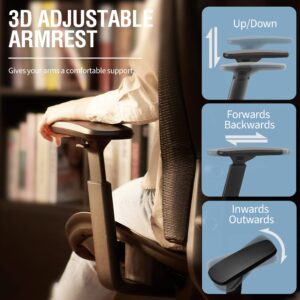 elabest ergonomic mesh office chair,sturdy task chair- adjustable lumbar support & armrests,computer desk chair,tilt function,comfort wide seat,swivel home office chair