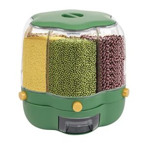 grain dispenser, 360° rotating rice dispenser storage container, 6-compartment dry food dispenser, food storage containers for kitchen small grains, beans, rice