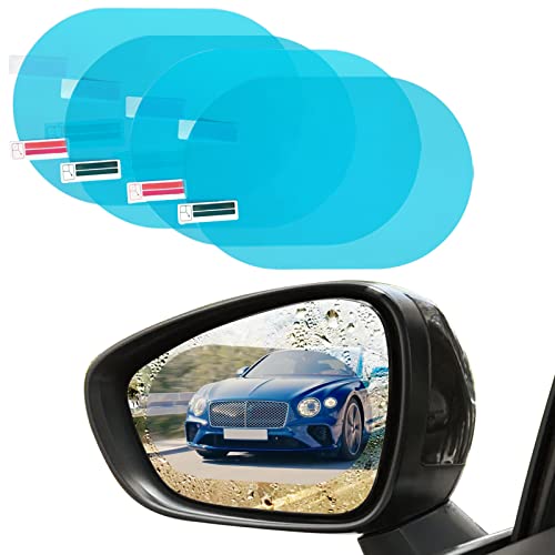 4 Pieces Car Rearview Mirror Film, HD Nano Clear Protective Sticker Film, Waterproof Rainproof Antifogging for Car Mirrors and Side Windows, Car Trucks SUVs Safe Driving