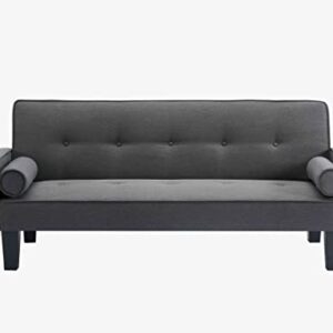 Cotoala Modern Love Seat Sofa, Button Tufted Fabric Couch with 2 Pillows for Home, Living Room, Gray