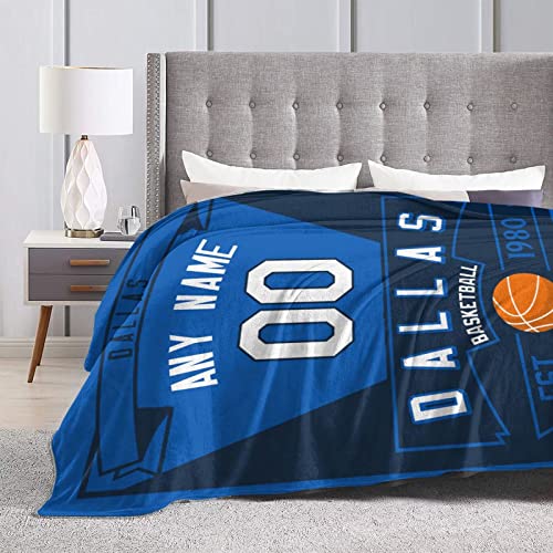 Custom Throw Blankets for Bed Personalized Basketball City Fans Gift Winter Summer Fleece Blanket Name and Number, 30"x40", 50"x60"