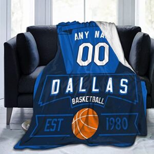 Custom Throw Blankets for Bed Personalized Basketball City Fans Gift Winter Summer Fleece Blanket Name and Number, 30"x40", 50"x60"