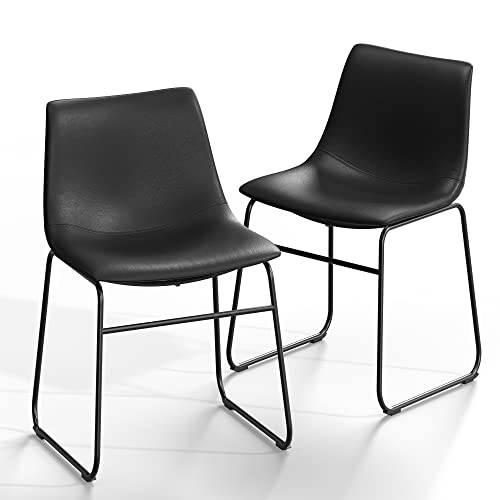 NicBex Retro Side Chair Dining Chair with Metal Legs for Kitchen, Living, Dining Room, Set of 2, (Black Color) (A-GE17014-USSU014)