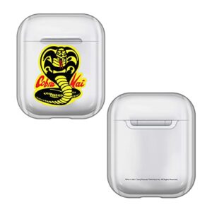 head case designs officially licensed cobra kai logo iconic clear hard crystal cover compatible with apple airpods 1 1st gen / 2 2nd gen charging case