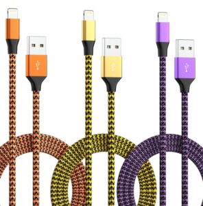 3 pack [apple mfi certified] 6ft iphone charger usb lightning cable fast charging nylon braided cord compatible with iphone 14/13/12/11 pro max/xs max/xr/xs/x/8/7/plus/6s/6/se/5s/ipad