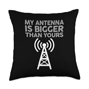 radionics system shortwave enthusiast gag gift men my antenna is bigger than yours funny nerdy ham radio lovers throw pillow, 18x18, multicolor