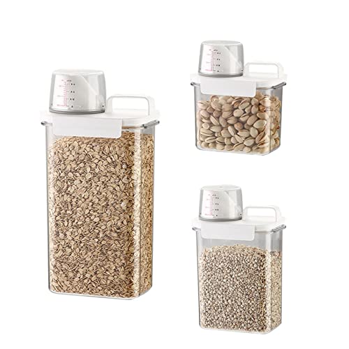 Bigougem Clear Cereal Storage Containers with Lids Airtight, Large Diameter Kitchen Storage Containers for Flour Rice Beans M