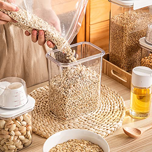 Bigougem Clear Cereal Storage Containers with Lids Airtight, Large Diameter Kitchen Storage Containers for Flour Rice Beans M