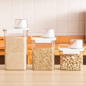 Bigougem Clear Cereal Storage Containers with Lids Airtight, Large Diameter Kitchen Storage Containers for Flour Rice Beans M