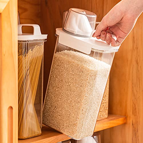 Bigougem Clear Cereal Storage Containers with Lids Airtight, Large Diameter Kitchen Storage Containers for Flour Rice Beans M