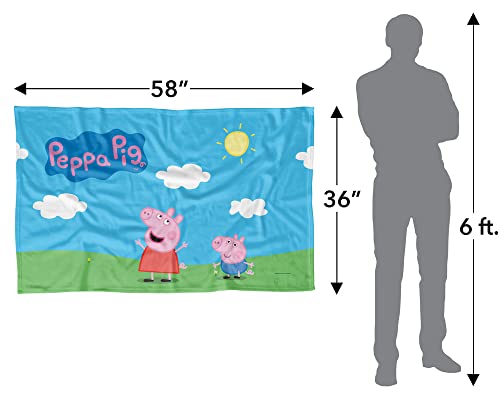 LOGOVISION Peppa Pig Blanket, 36"x58" Peppa and George Sunny Day Fleece Blanket