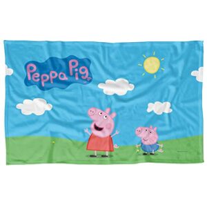 logovision peppa pig blanket, 36"x58" peppa and george sunny day fleece blanket