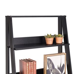 Madesa 5-Tier Ladder Shelf with Storage Space, Free Standing Bookshelf, Wood, 15" D x 24" W x 53" H - Black