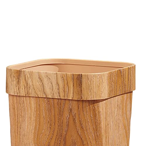 MagiDeal Vintage Wood Grain Trash Can Waste Paper Basket Large Rubbish Bin Wastebasket Garbage Basket for Living Room Indoor Farmhouse Kitchen, A