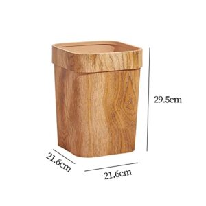 MagiDeal Vintage Wood Grain Trash Can Waste Paper Basket Large Rubbish Bin Wastebasket Garbage Basket for Living Room Indoor Farmhouse Kitchen, A