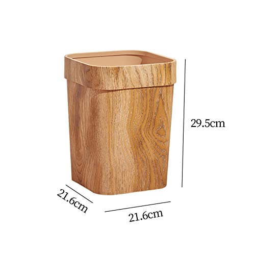 MagiDeal Vintage Wood Grain Trash Can Waste Paper Basket Large Rubbish Bin Wastebasket Garbage Basket for Living Room Indoor Farmhouse Kitchen, A