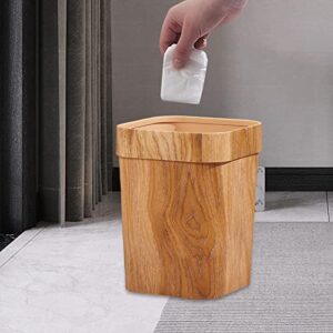 MagiDeal Vintage Wood Grain Trash Can Waste Paper Basket Large Rubbish Bin Wastebasket Garbage Basket for Living Room Indoor Farmhouse Kitchen, A