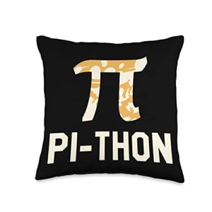 snake pythons gift for a ball python lover pi-thon ball pythons snake reptile throw pillow, 16x16, multicolor