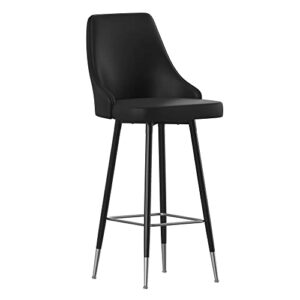flash furniture shelly set of 2 commercial bar height bar stools - black leathersoft upholstery - black metal frames - 30" high - chrome feet and footrests