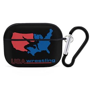 USA Wrestling AirPods Pro Case Headphone Cover Hard Shell with Keychain Shockproof