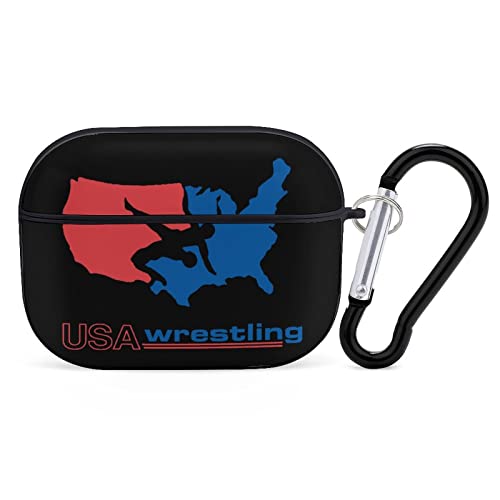 USA Wrestling AirPods Pro Case Headphone Cover Hard Shell with Keychain Shockproof